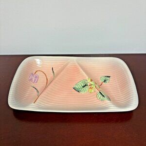Vintage MCM Shorter & Son Genuine Staffordshire Divided Dish Pink England